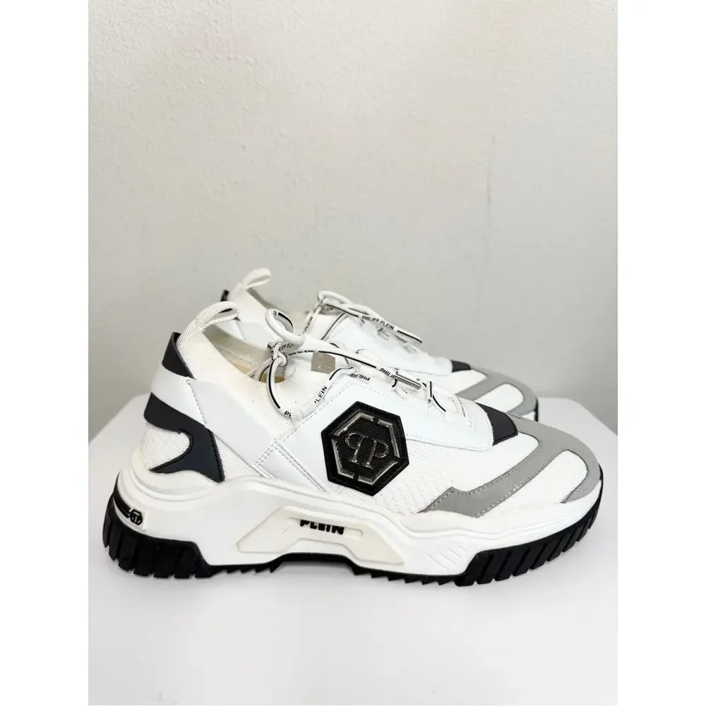 Philipp Plein Predator Sneakers Silver Black Logo Chunky Sole Men’s Size 10